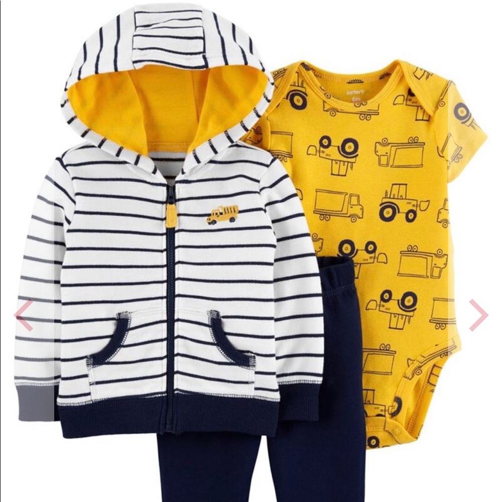 CARTERS BOYS 6 MONTHS TRUCK 3-PIECE HOODIE & JOGGER SET